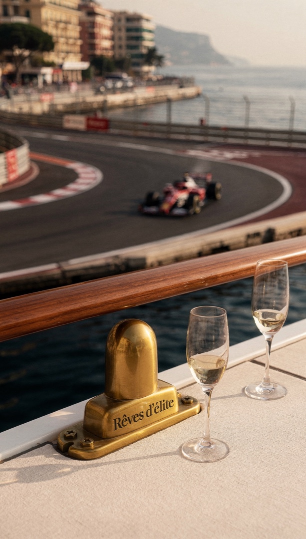 Champagne sur cleat de yacht, virage Monaco GP