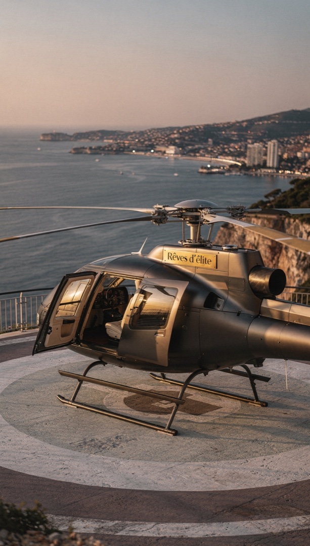 Hélicoptère privé sur héliport Beaulieu